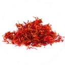 Saffron threads in deep red, lined up in a row